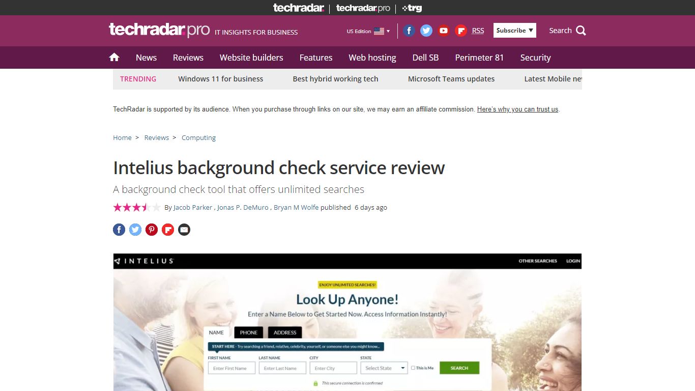 Intelius background check service review | TechRadar
