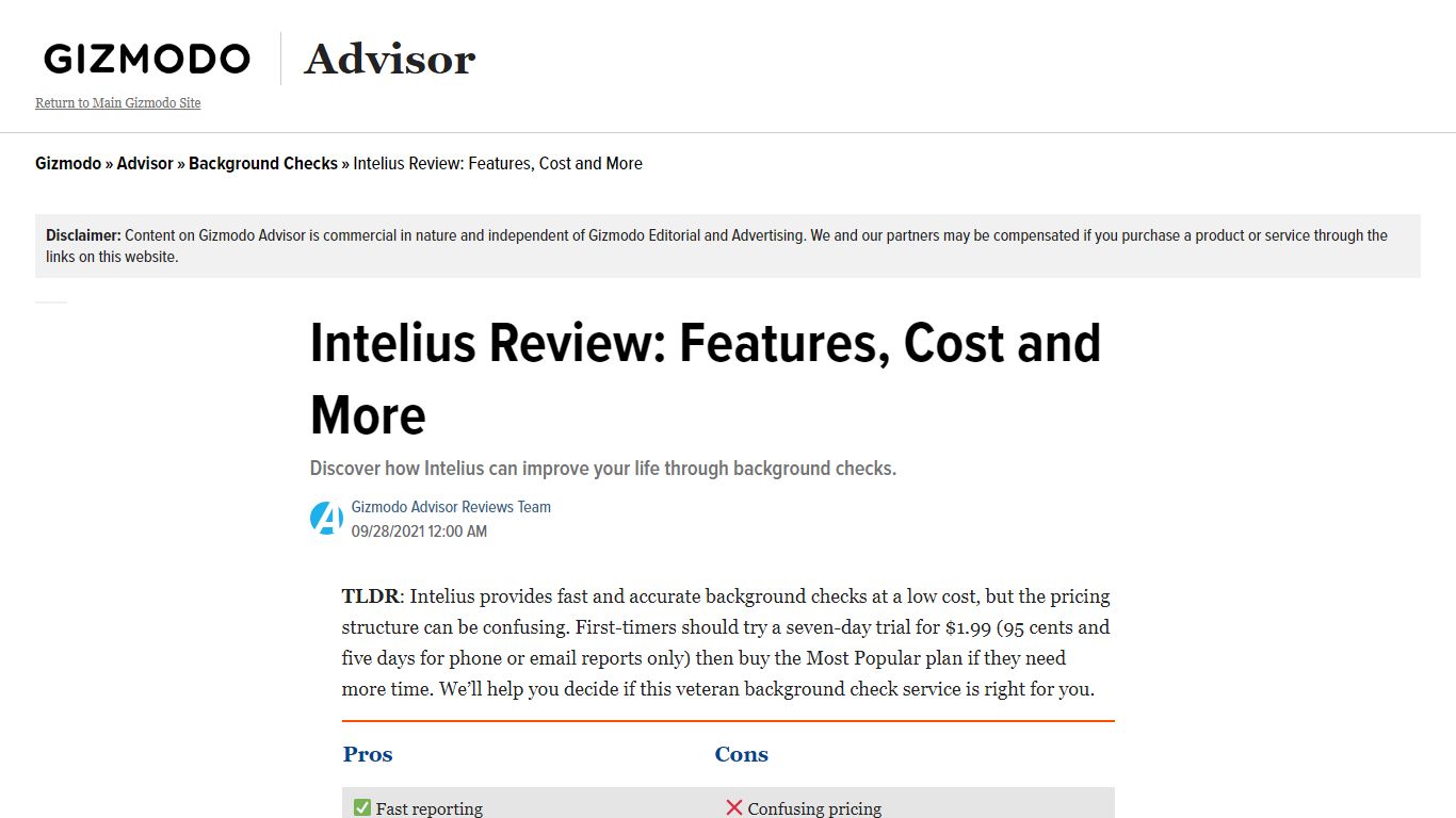 Intelius Review: Features, Cost and More - Gizmodo